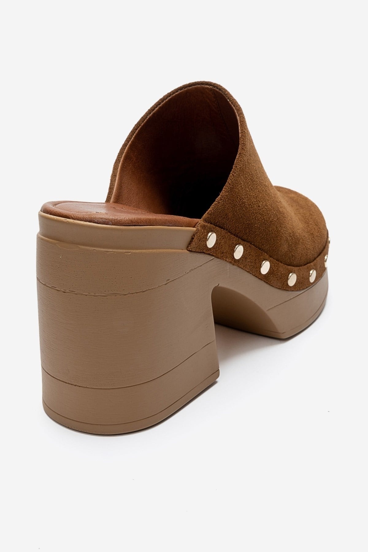 BELLUNE - Camel Genuine Leather Platform Block Heel Mule (Women)