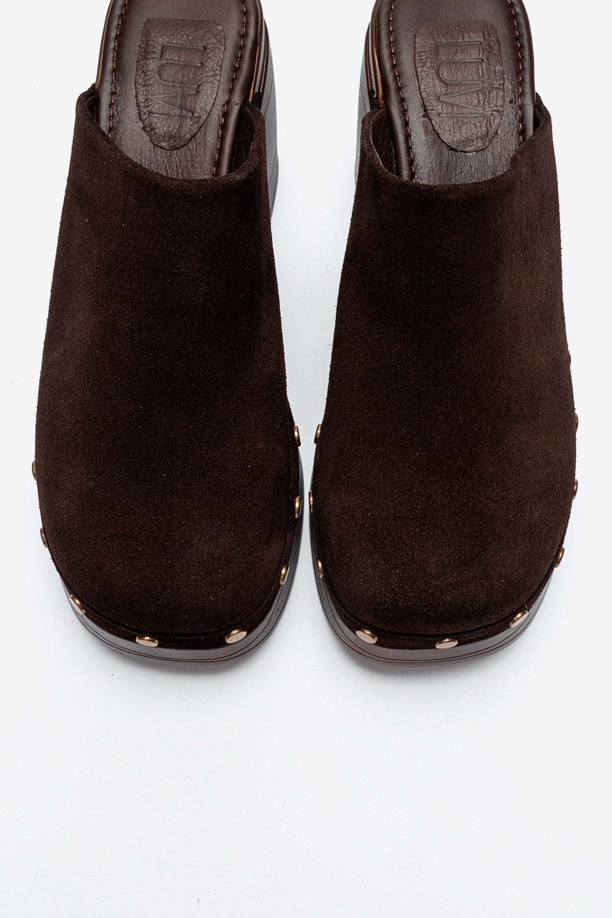 BELLUNE - Brown Genuine Leather Platform Block Heel Mule (Women)