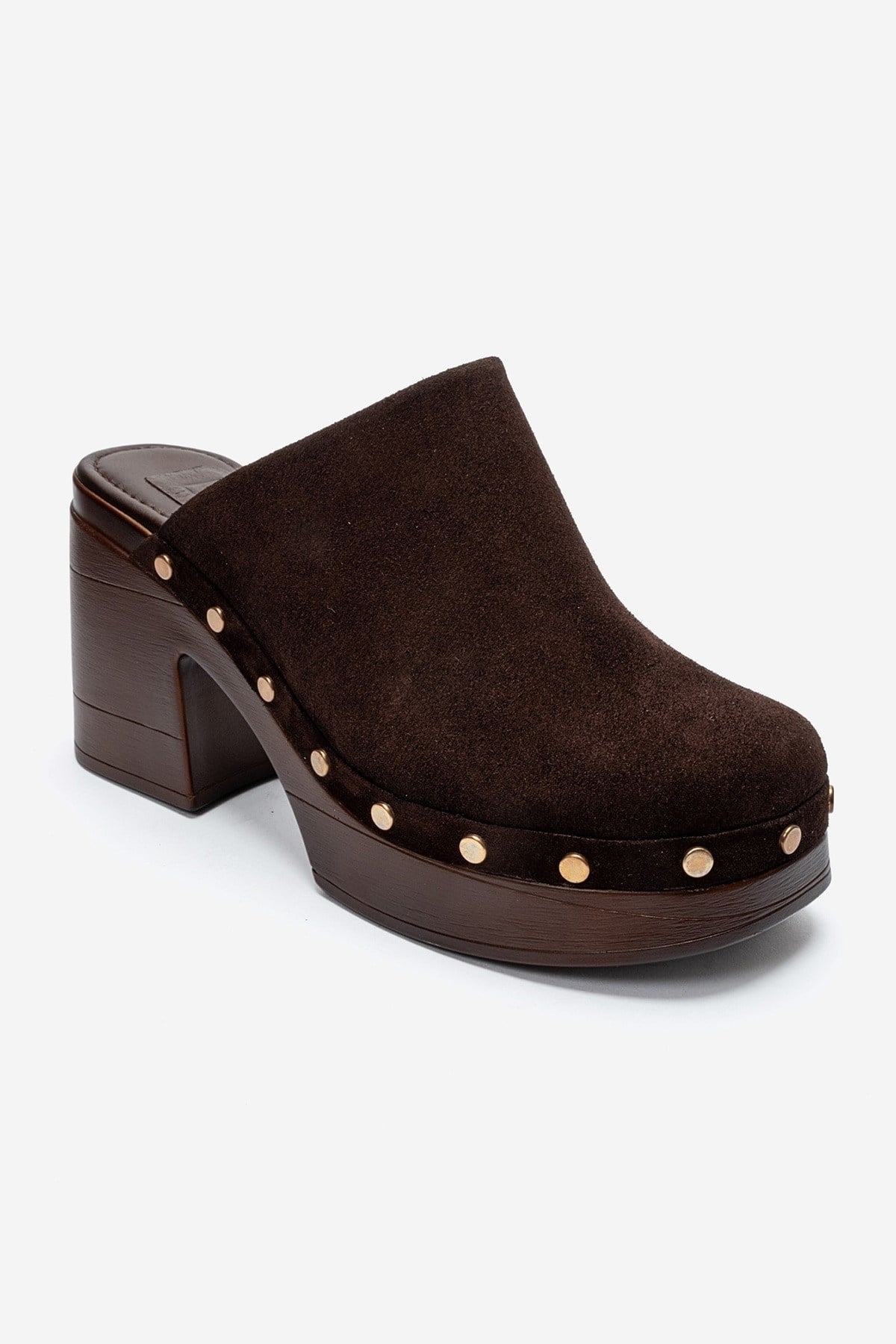 BELLUNE - Brown Genuine Leather Platform Block Heel Mule (Women)