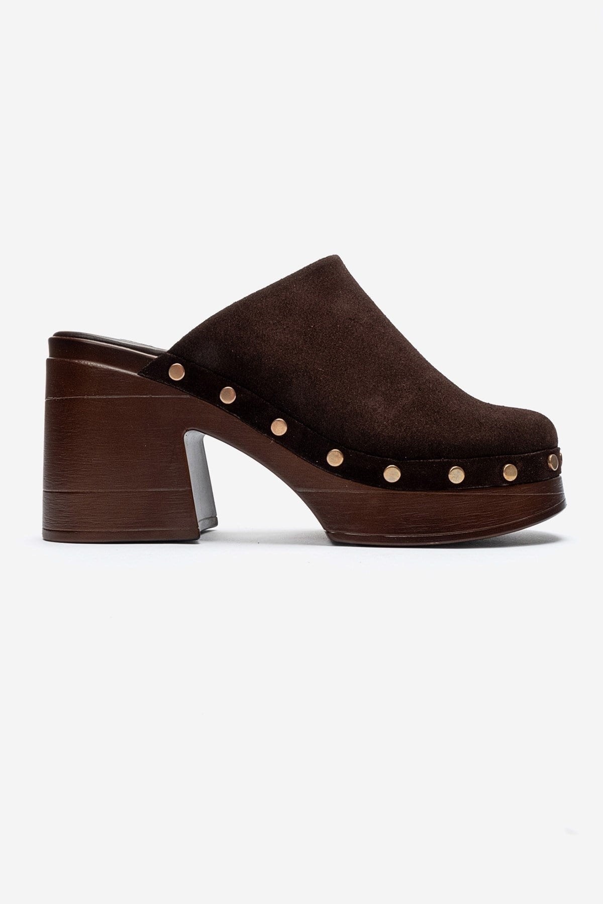 BELLUNE - Brown Genuine Leather Platform Block Heel Mule (Women)