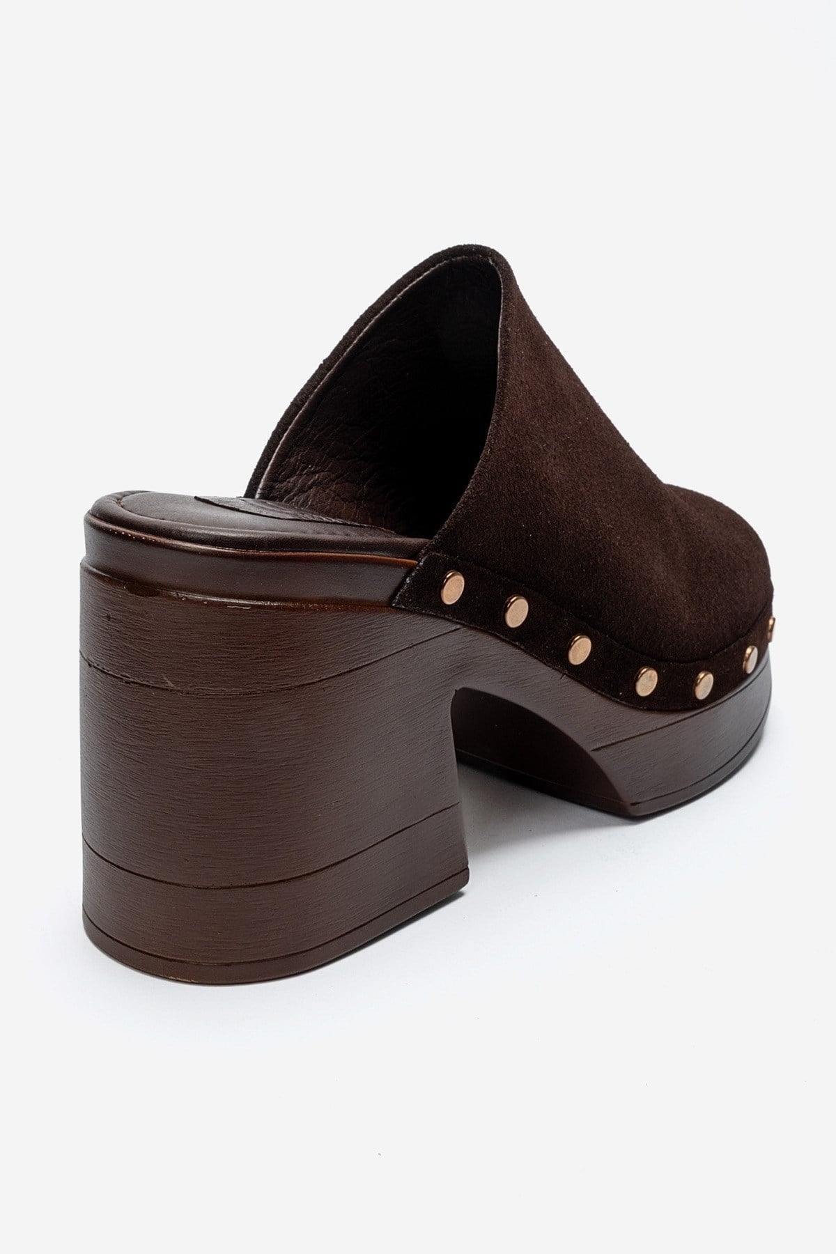 BELLUNE - Brown Genuine Leather Platform Block Heel Mule (Women)