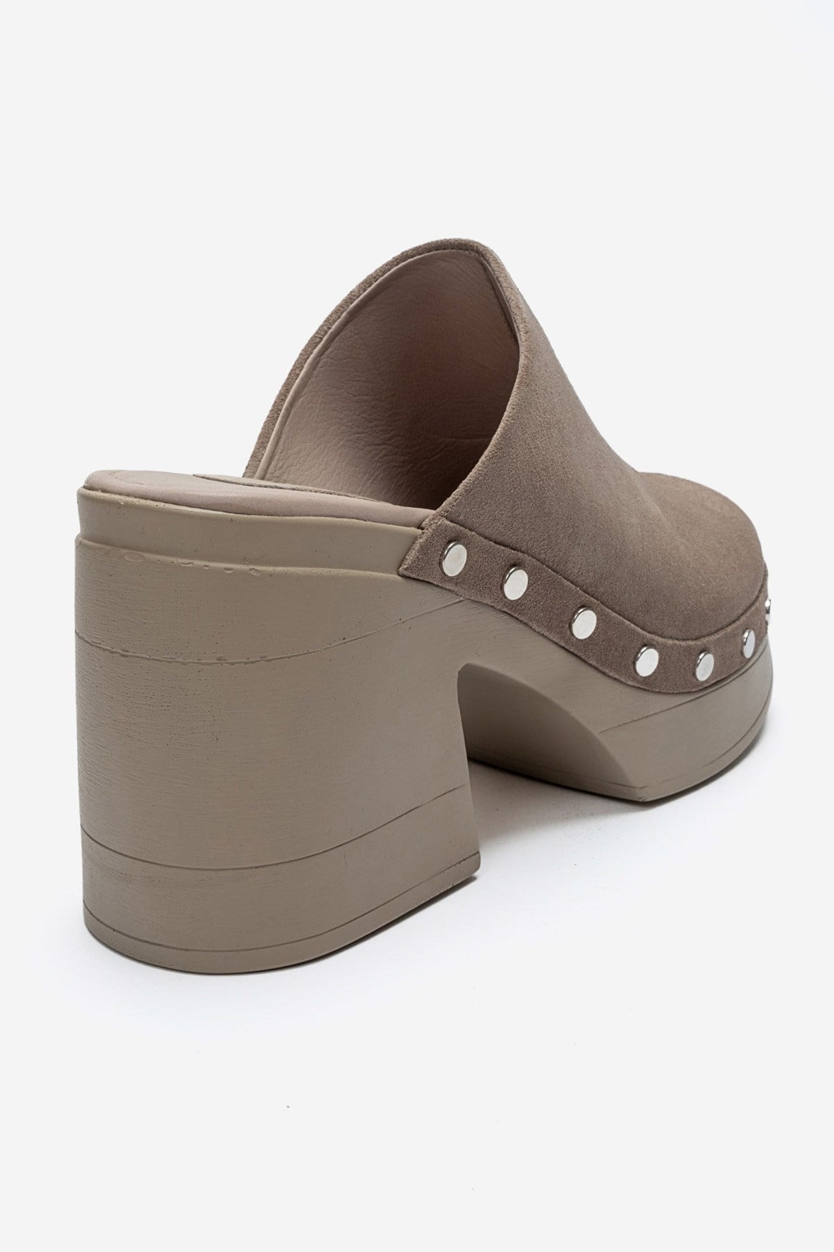 BELLUNE - Taupe Genuine Leather Platform Block Heel Mule (Women)
