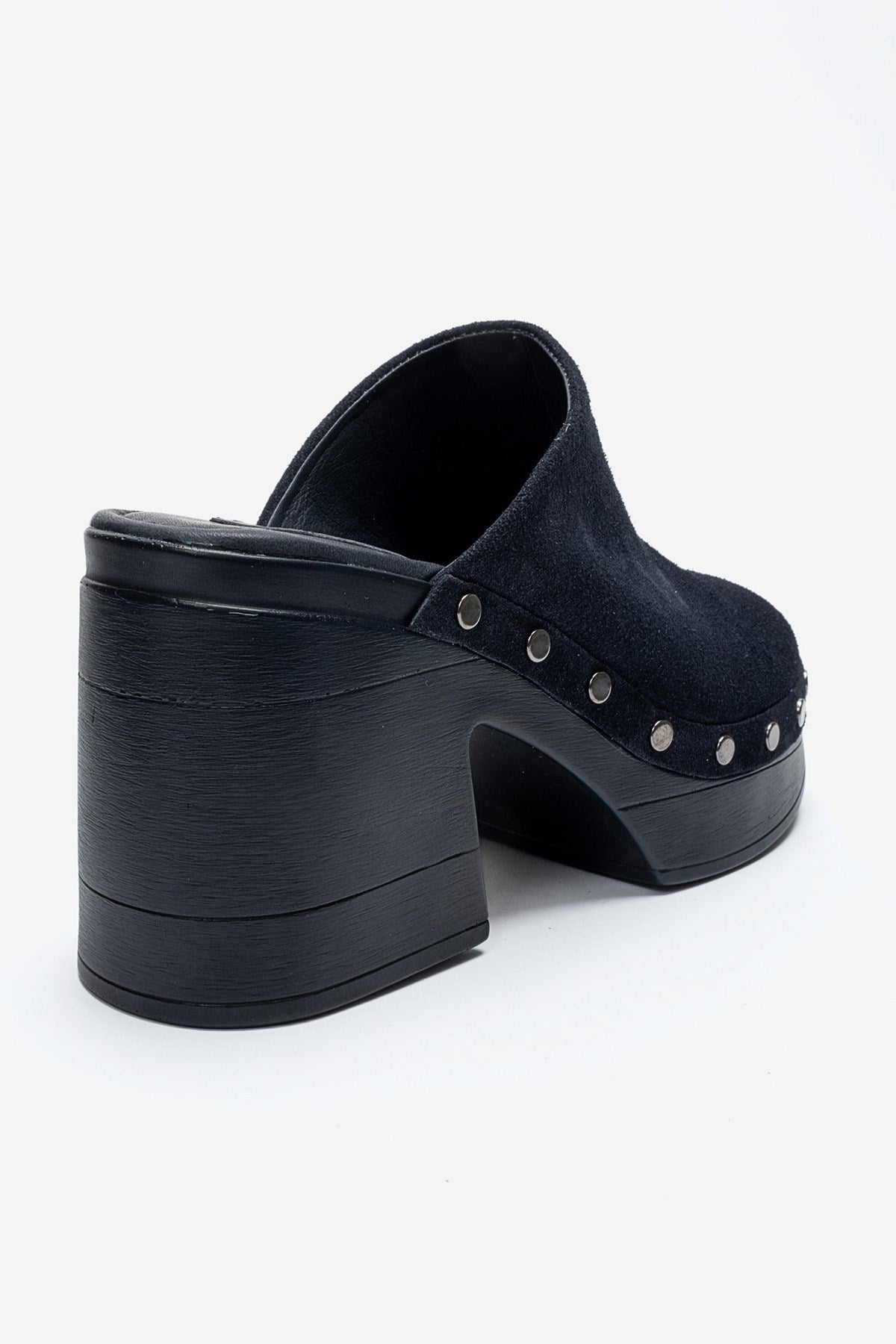 BELLUNE - Navy Genuine Leather Platform Block Heel Mule (Women)