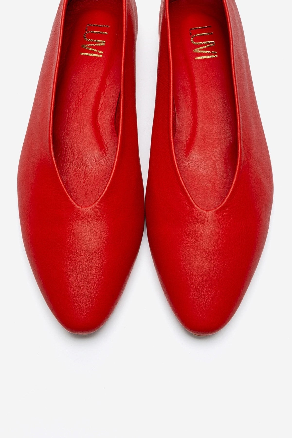 Jenas - Red Genuine Leather Pointed Toe Ballet Flat (Women)