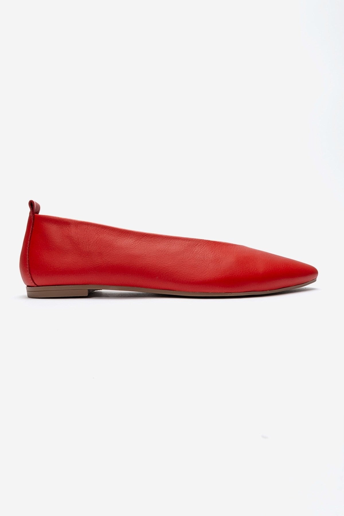 Jenas - Red Genuine Leather Pointed Toe Ballet Flat (Women)