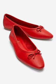 Umiel - Red Genuine Leather Bow Ballet Flat (Women)