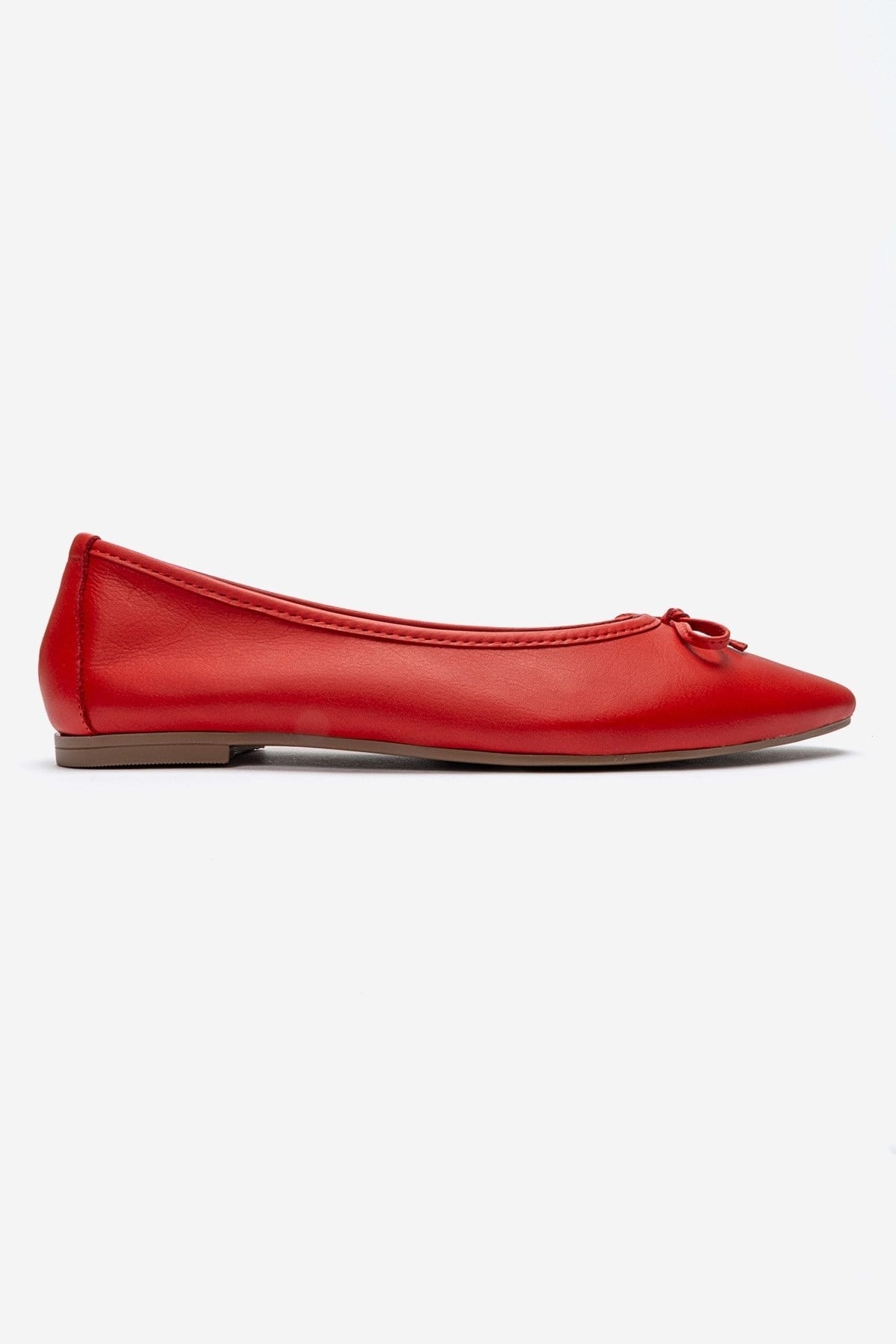 Umiel - Red Genuine Leather Bow Ballet Flat (Women)