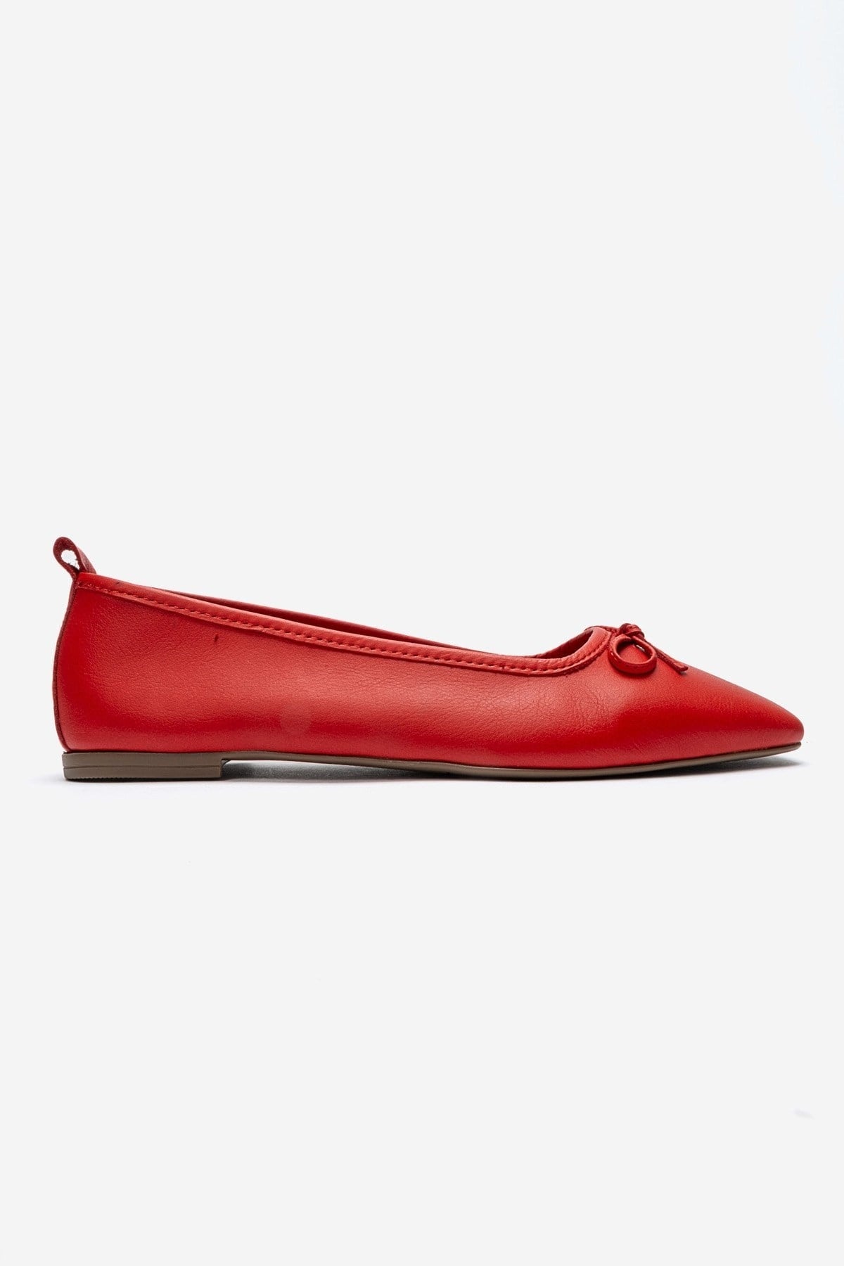 Sosa - Red Genuine Leather Square Toe Bow Ballet Flat (Women)