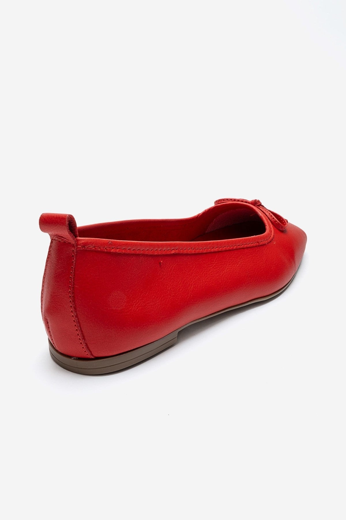 Sosa - Red Genuine Leather Square Toe Bow Ballet Flat (Women)