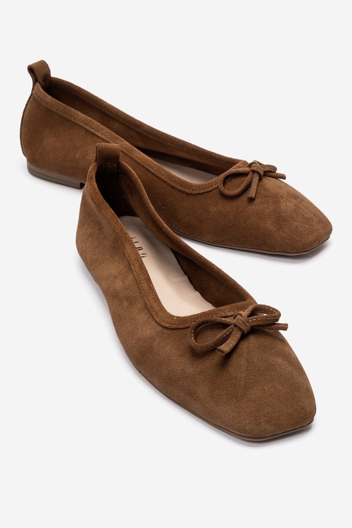 Sosa - Cognac Genuine Leather Square Toe Bow Ballet Flat (Women)