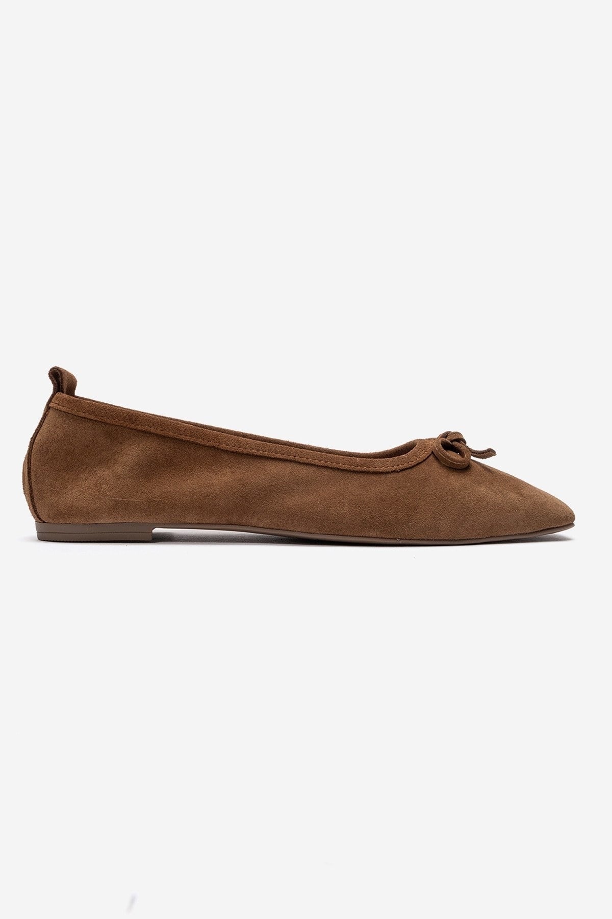 Sosa - Cognac Genuine Leather Square Toe Bow Ballet Flat (Women)
