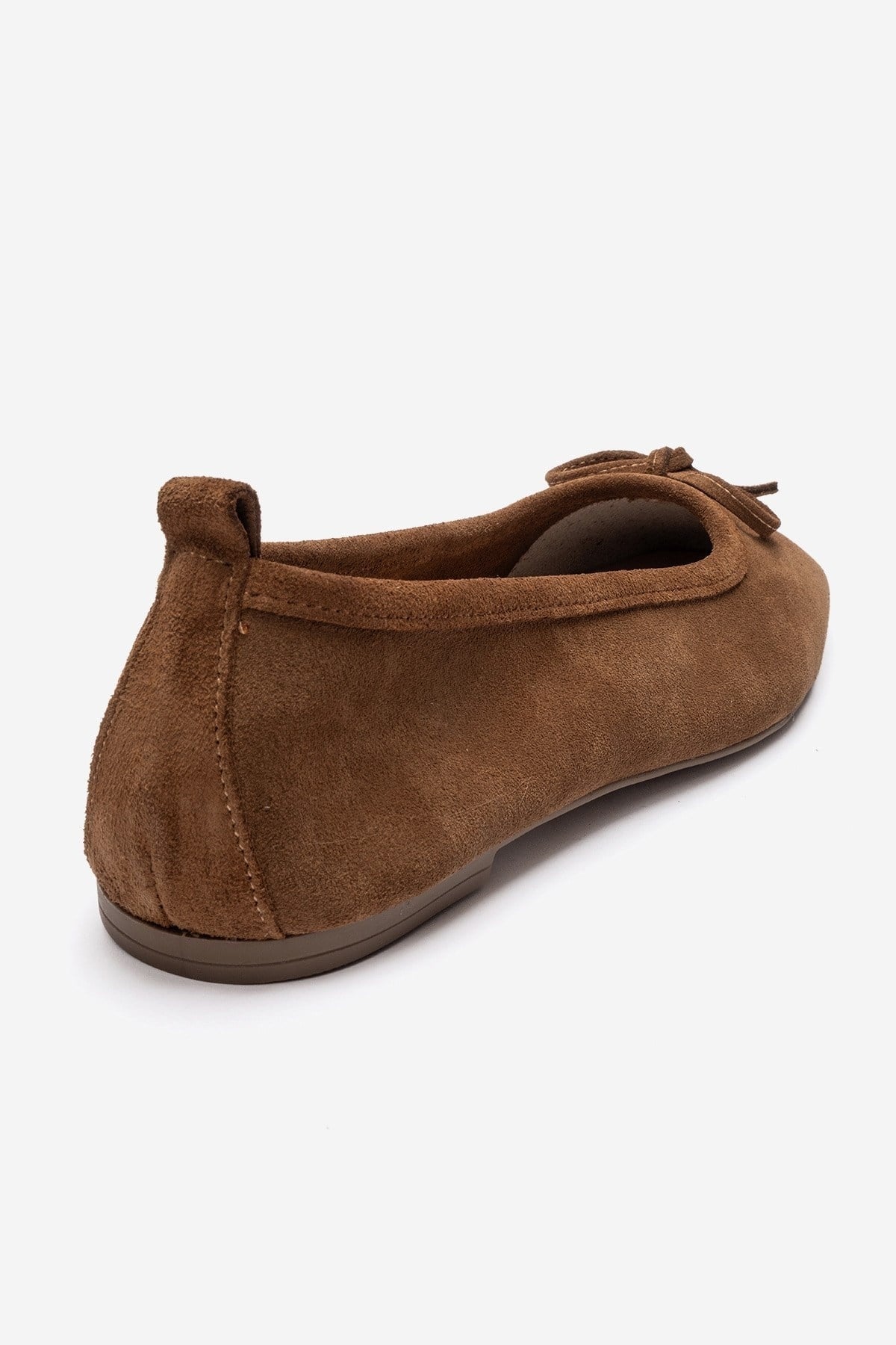 Sosa - Cognac Genuine Leather Square Toe Bow Ballet Flat (Women)