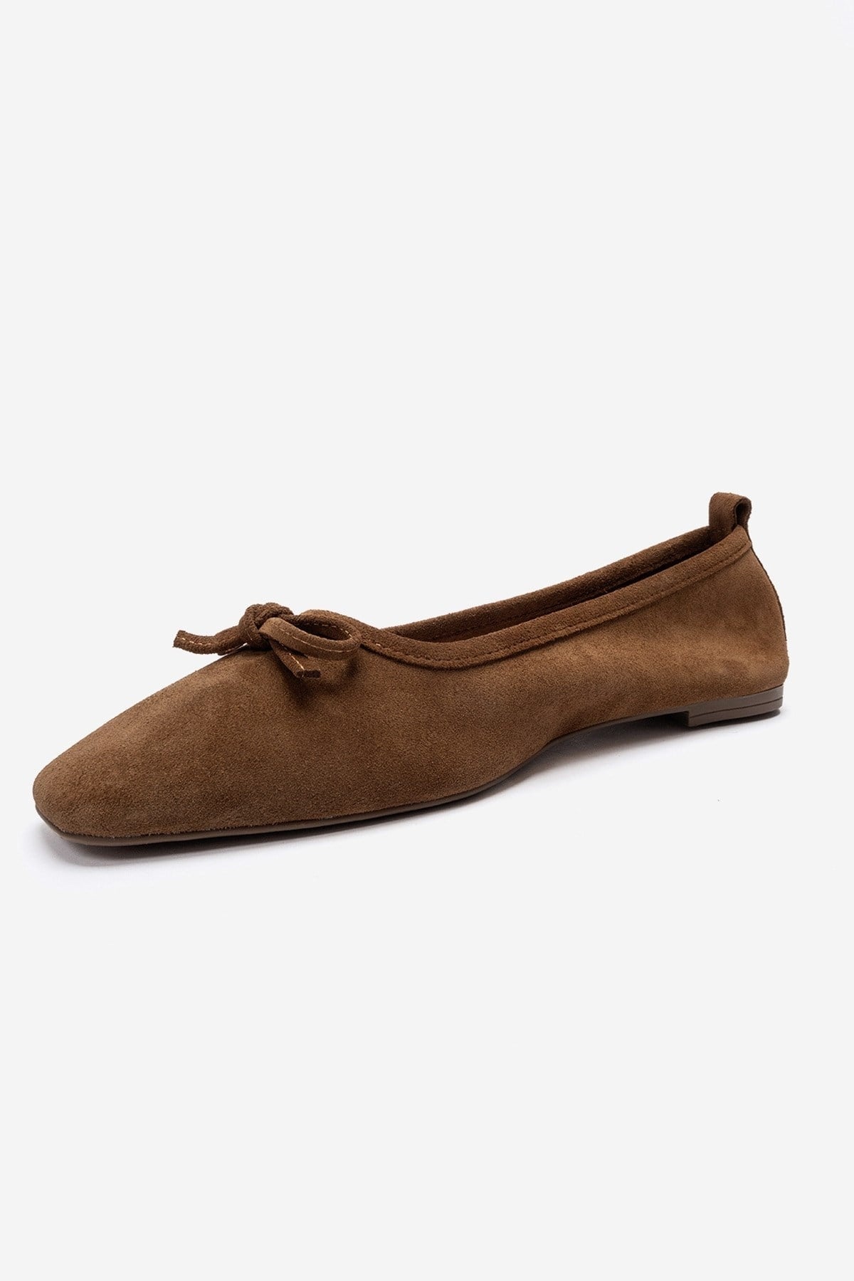 Sosa - Cognac Genuine Leather Square Toe Bow Ballet Flat (Women)