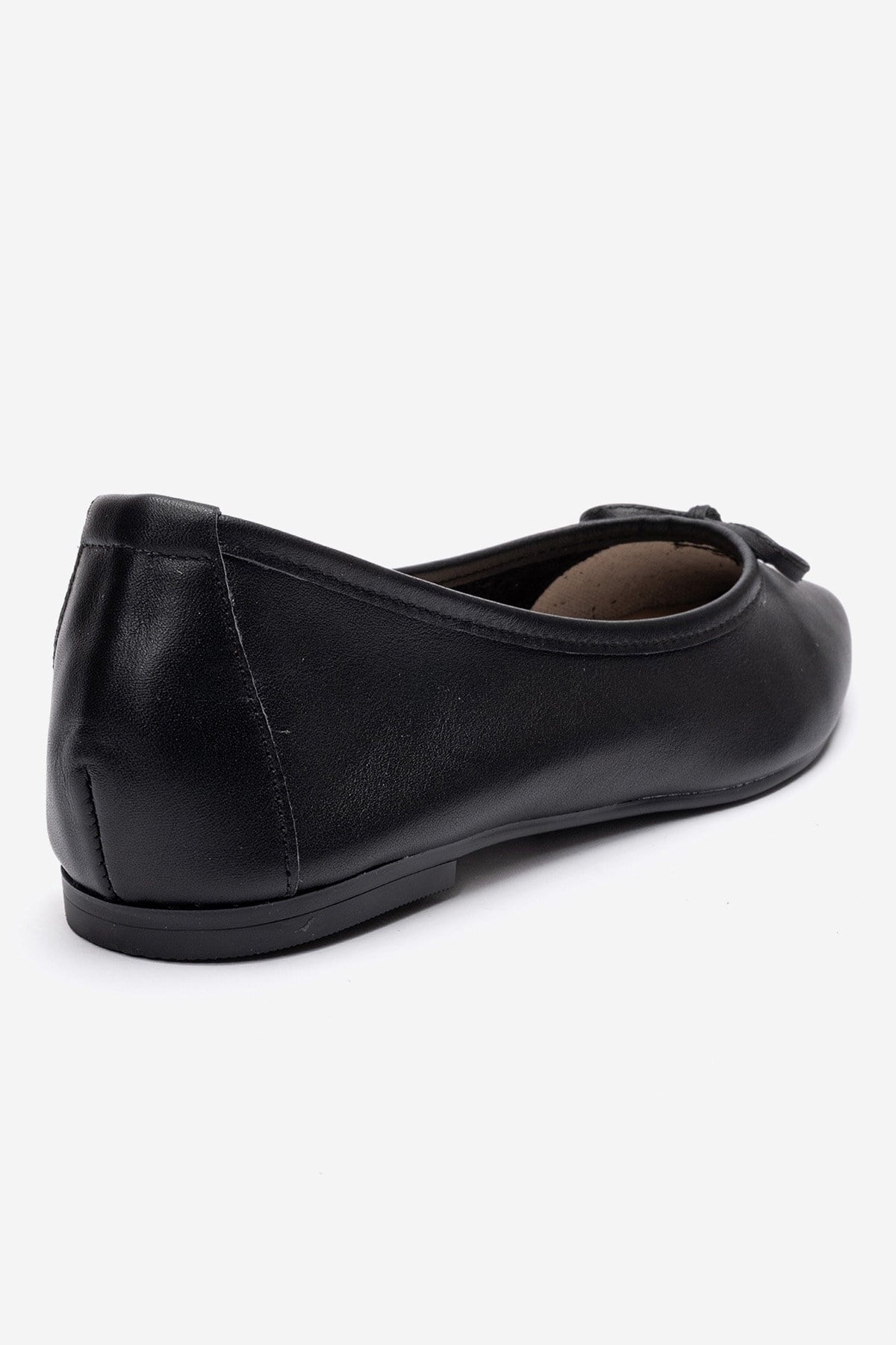 UMIEL - Black Genuine Leather Bow Ballet Flat (Women)