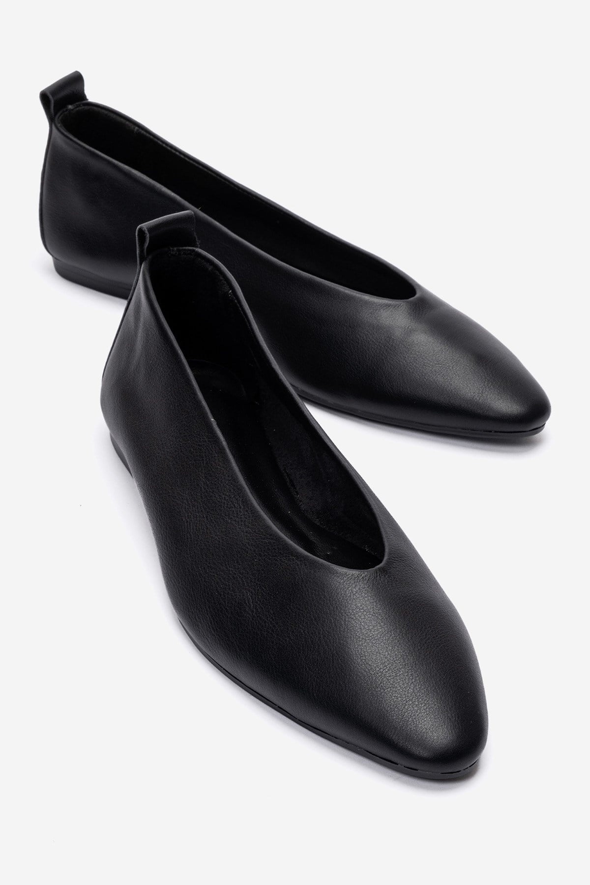 JENAS - Black Genuine Leather Ballet Flat (Women)