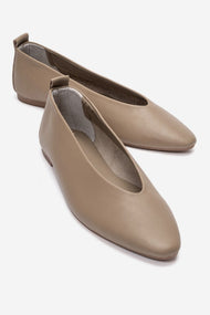 JENAS - Taupe Genuine Leather Ballet Flat (Women)