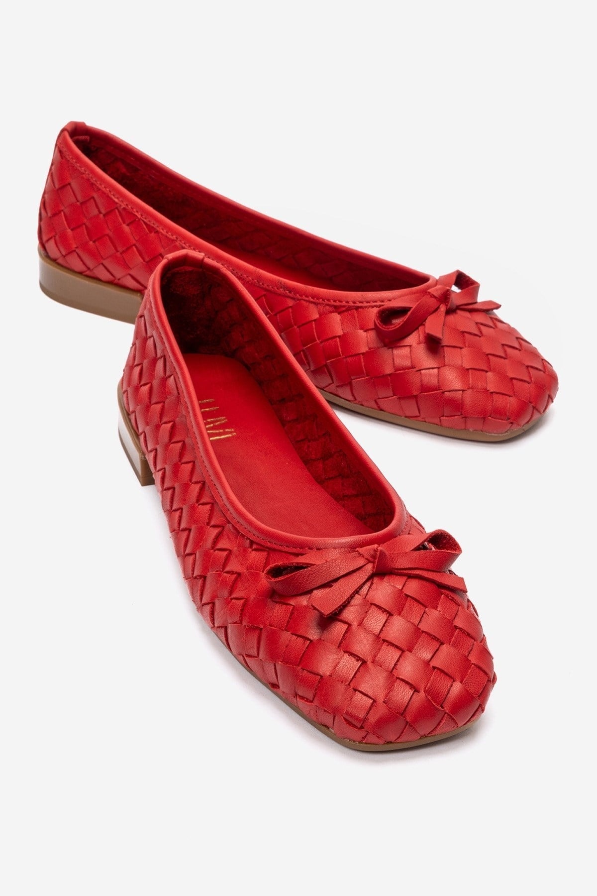 GAREN - Red Woven Genuine Leather Ballet Flat (Women)
