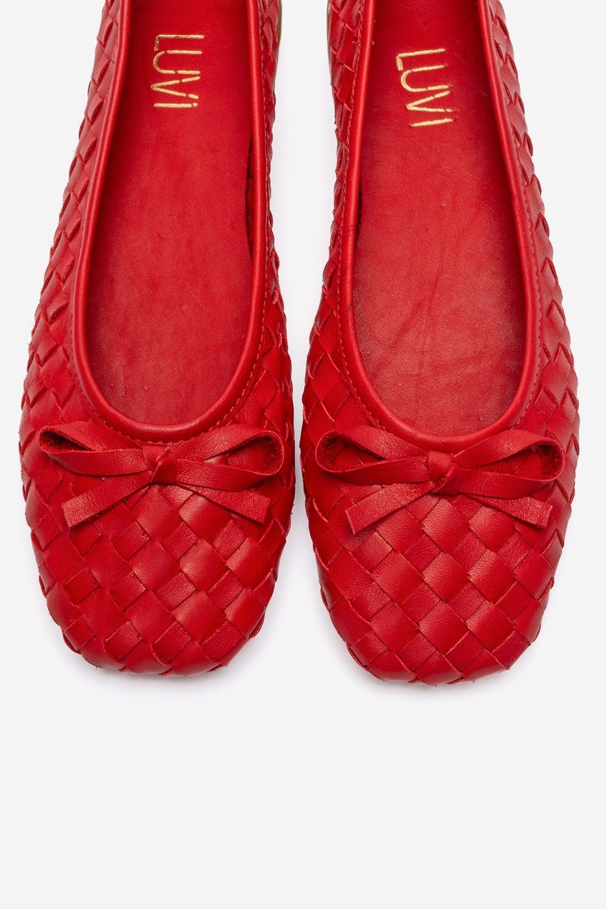 GAREN - Red Woven Genuine Leather Ballet Flat (Women)