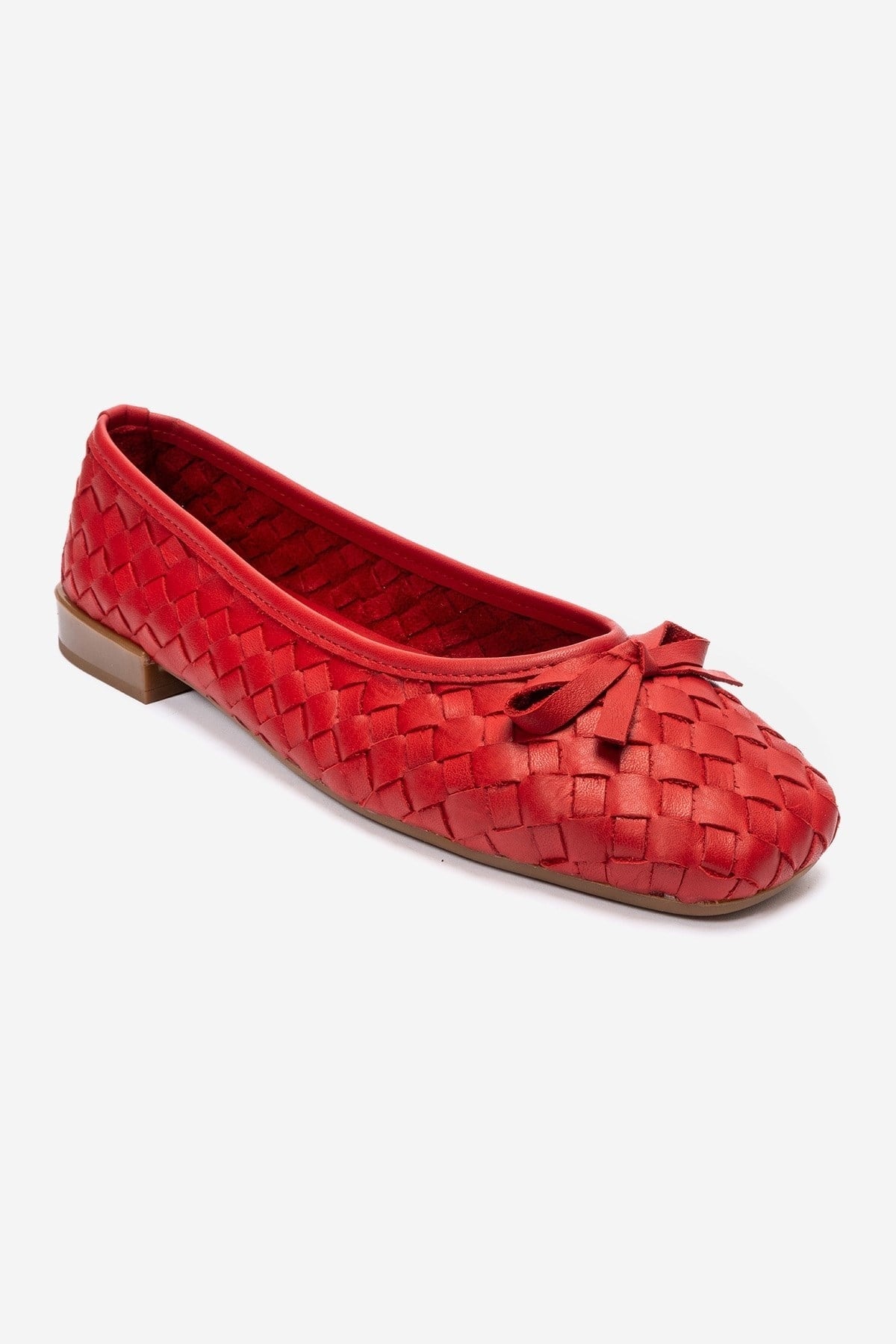 GAREN - Red Woven Genuine Leather Ballet Flat (Women)