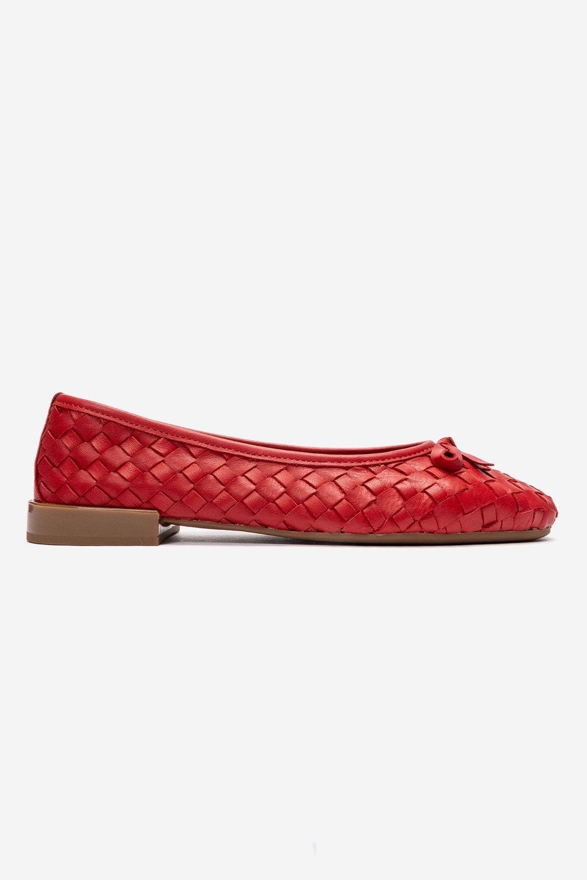 GAREN - Red Woven Genuine Leather Ballet Flat (Women)
