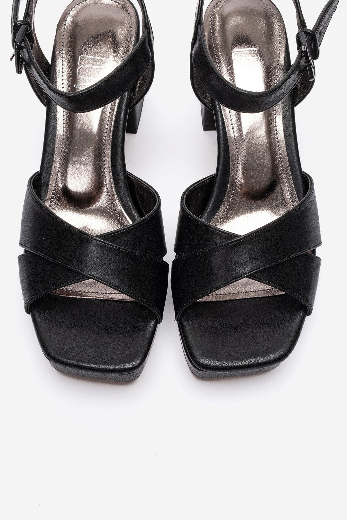 Lisbon - Black Cross Strap Platform Heel (Women)
