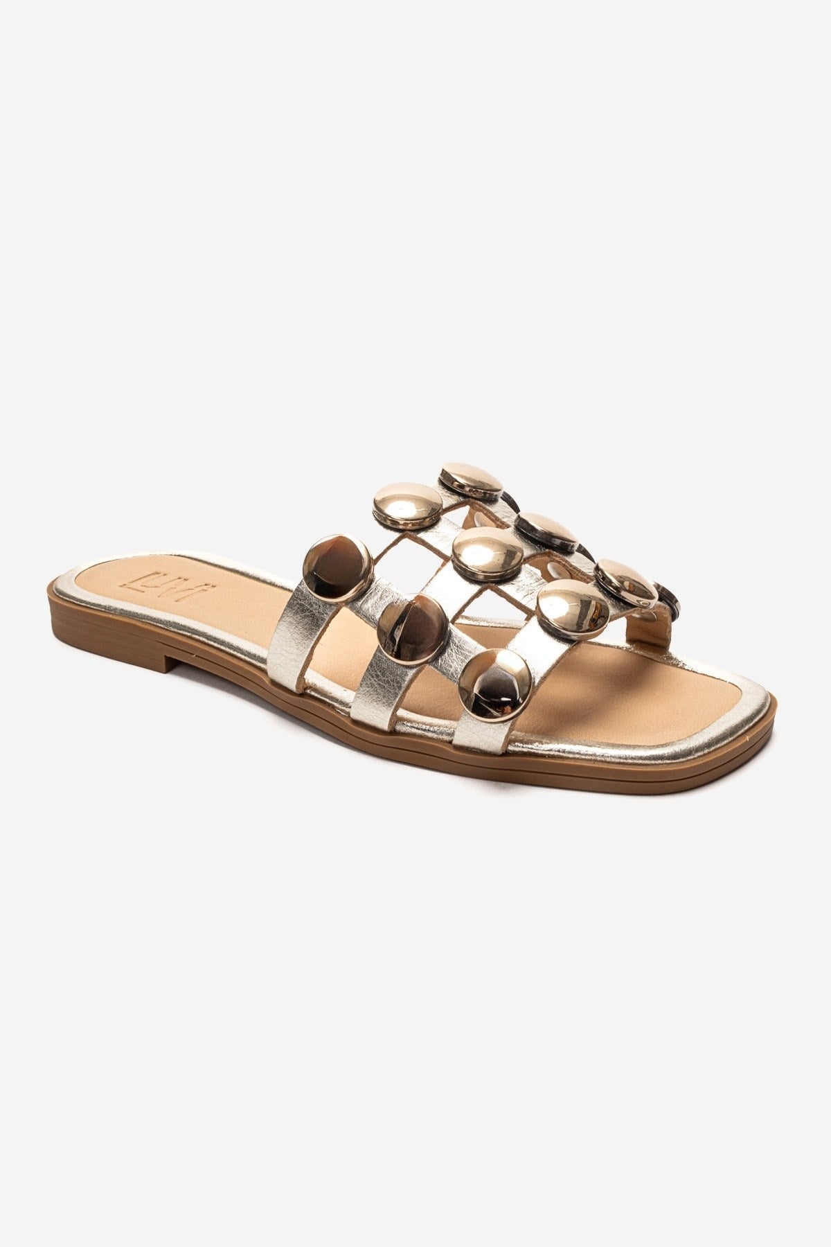 Bareon - Gold Genuine Leather Buckled Band Slide (Women)