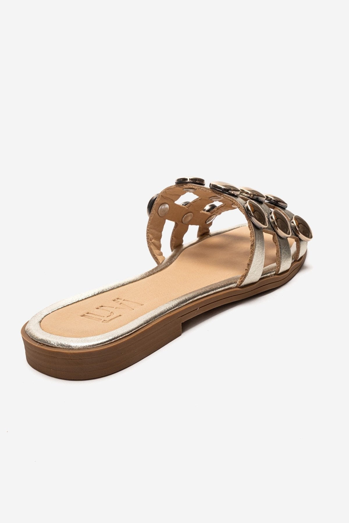 Bareon - Gold Genuine Leather Buckled Band Slide (Women)