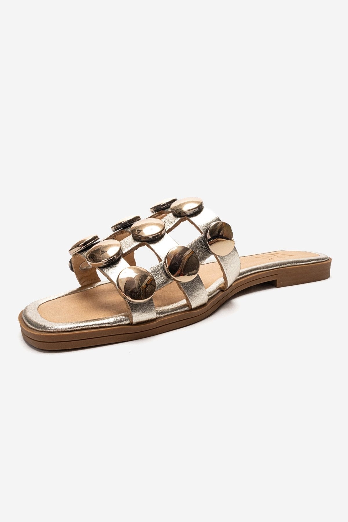 Bareon - Gold Genuine Leather Buckled Band Slide (Women)