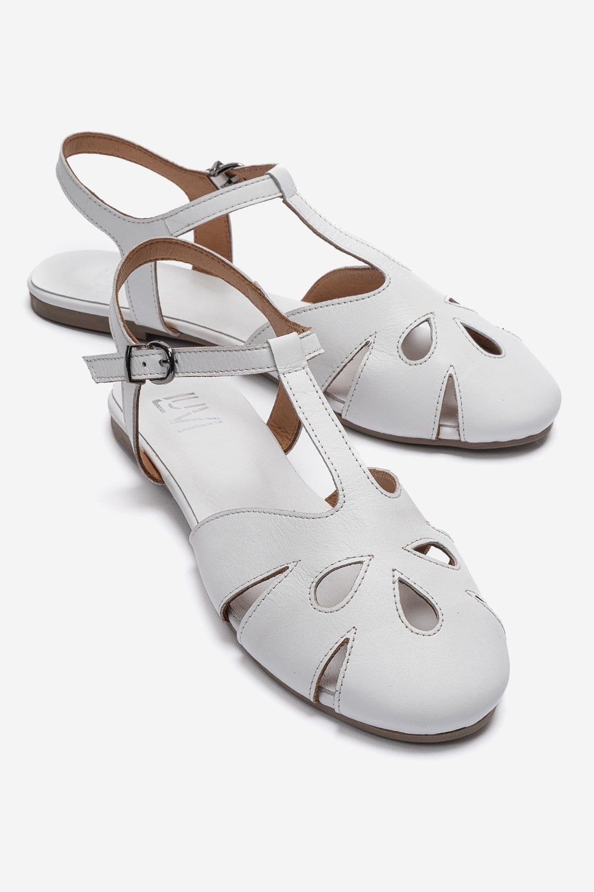 NATHALIE - White Genuine Leather Sandal (Women)