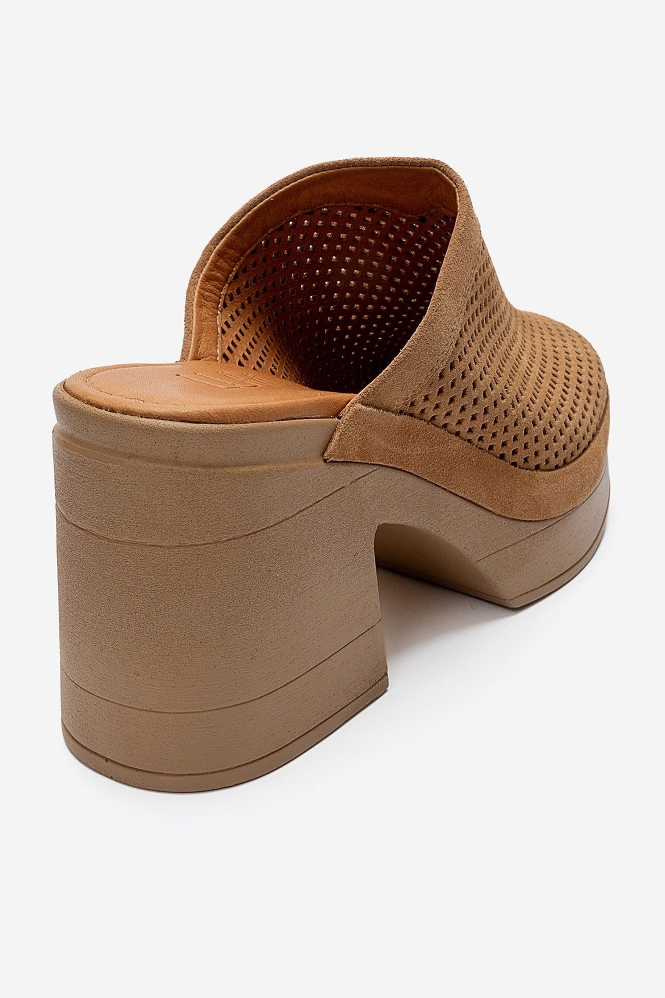 DEJAS - Cognac Genuine Leather Platform Block Heel Mule (Women)
