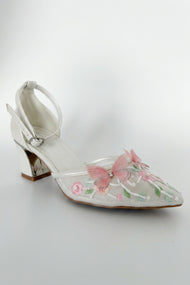 Iry Ivory Butterfly Embroidered Mesh Pumps