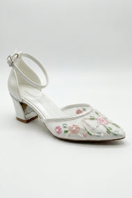 Lorelai Ivory Embroidered Mesh Pumps