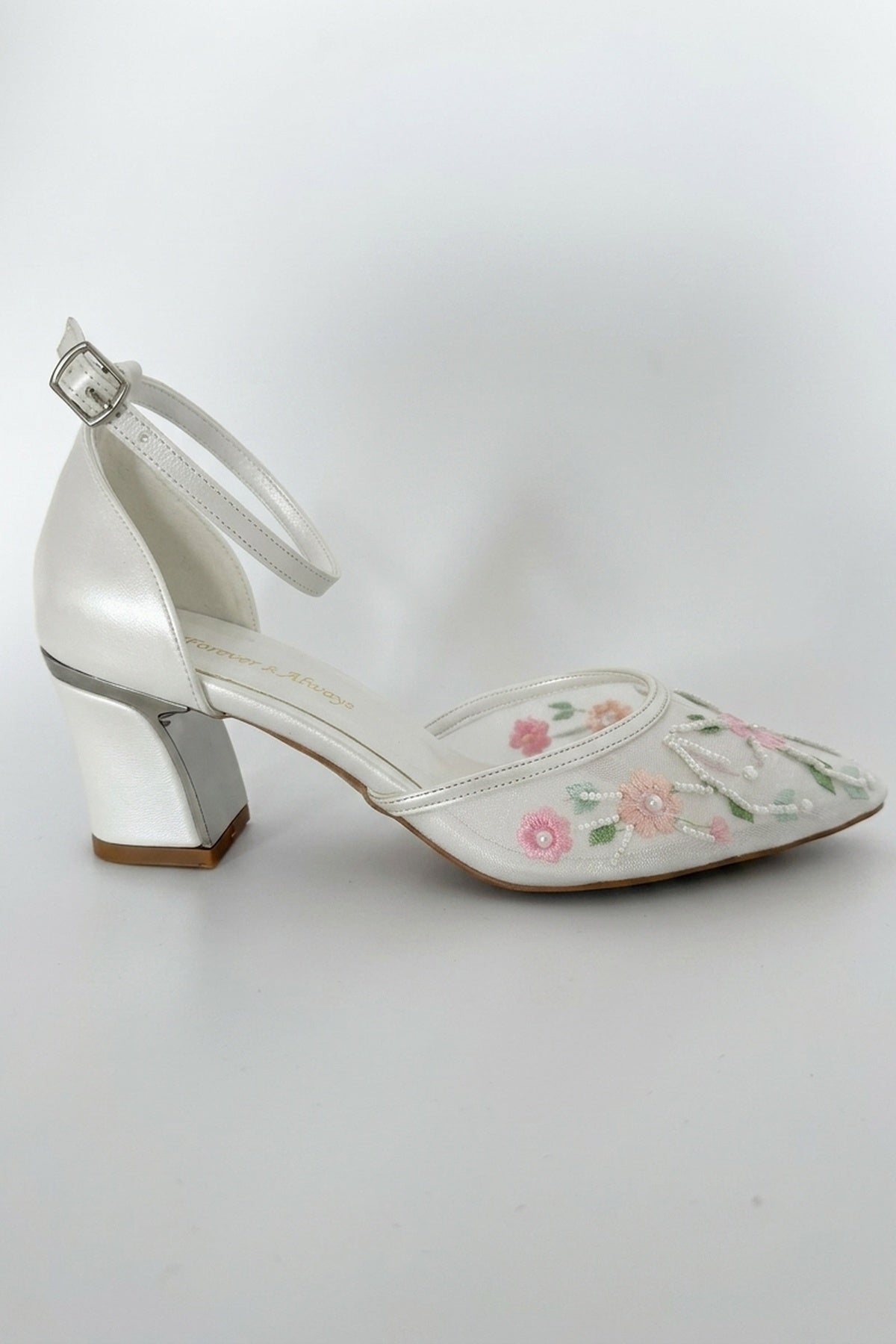 Lorelai Ivory Embroidered Mesh Pumps
