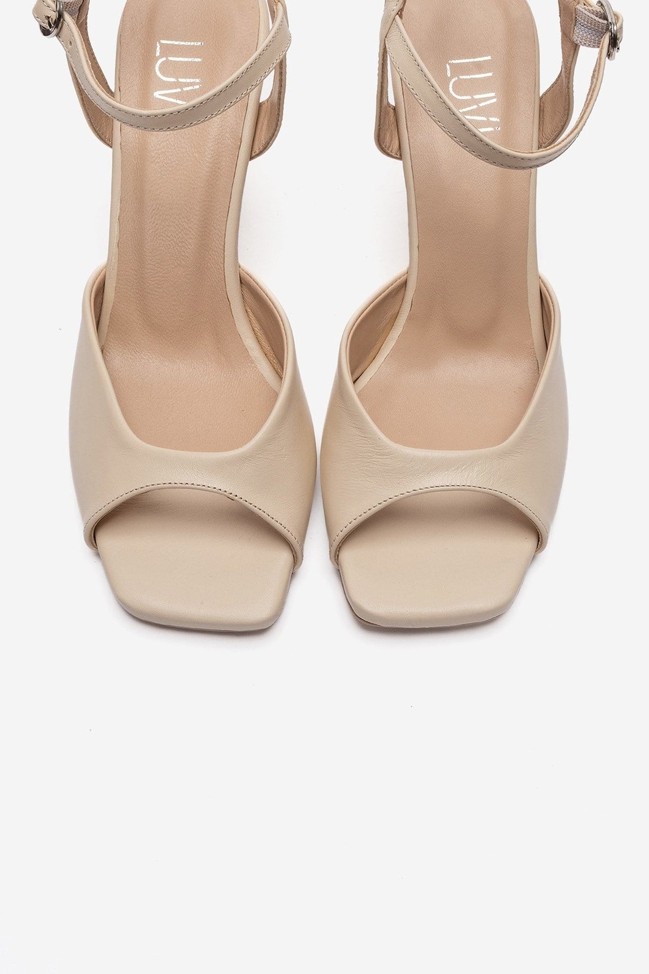 Elvia - Beige Genuine Leather Heeled Shoe (Women)