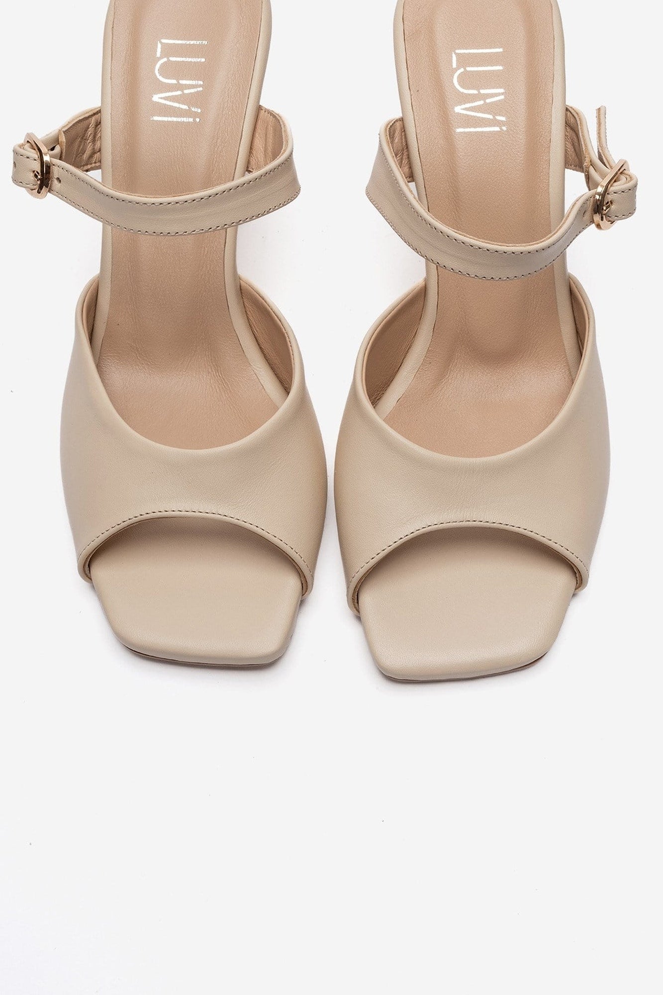 Urael - Beige Genuine Leather Heeled Sandal (Women)