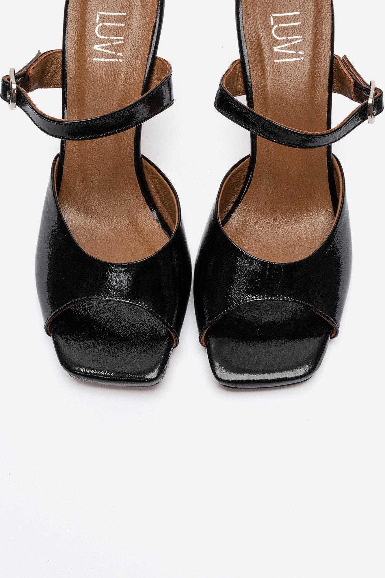 Urael - Black Genuine Leather Heeled Sandal (Women)