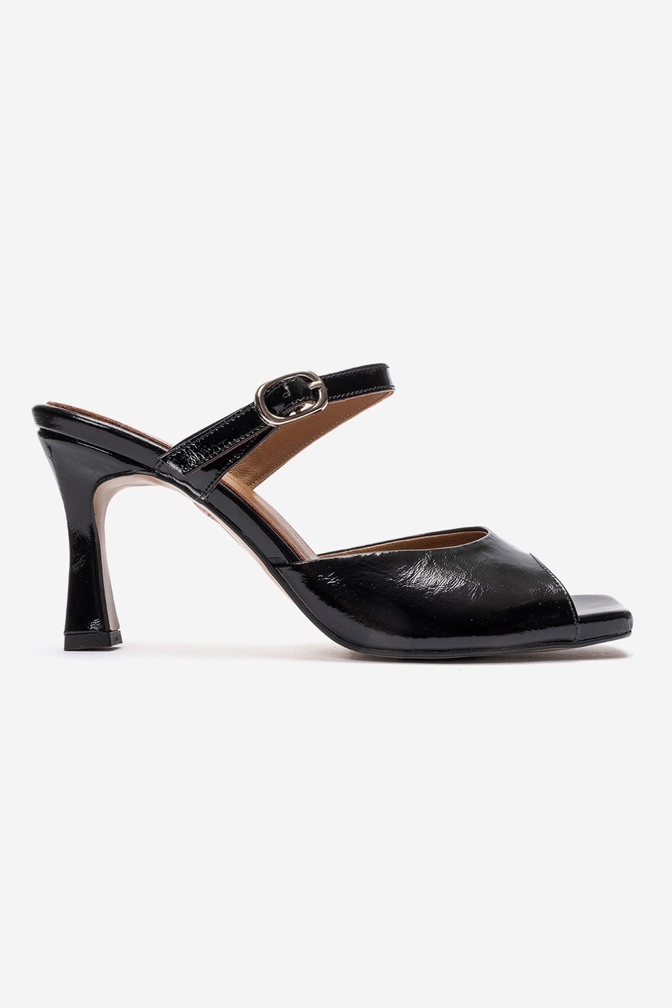 Urael - Black Genuine Leather Heeled Sandal (Women)