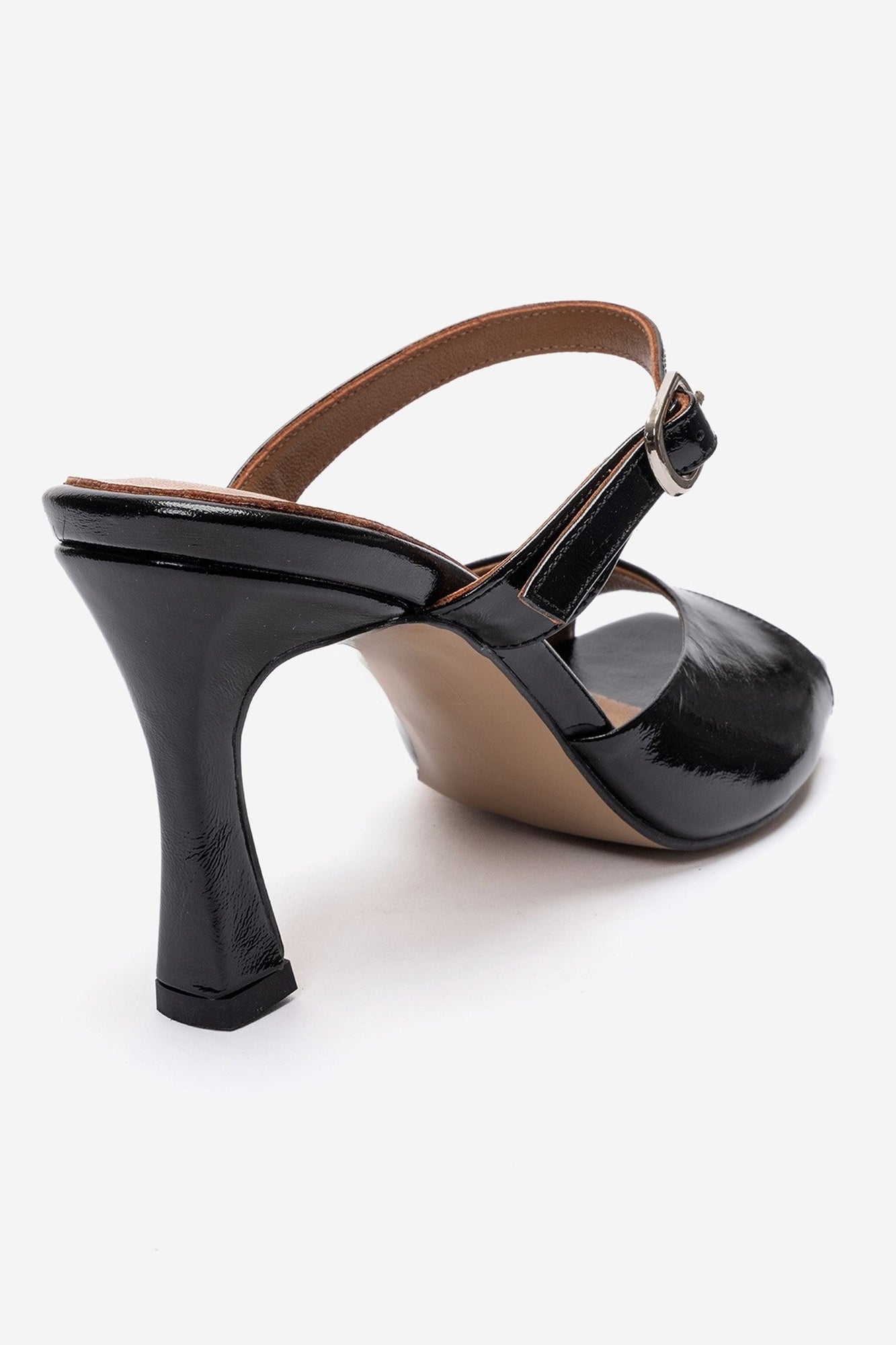 Urael - Black Genuine Leather Heeled Sandal (Women)