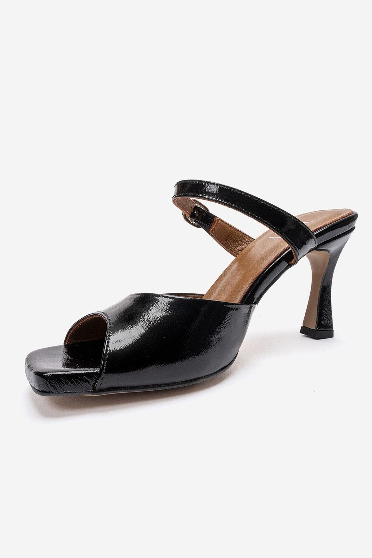 Urael - Black Genuine Leather Heeled Sandal (Women)