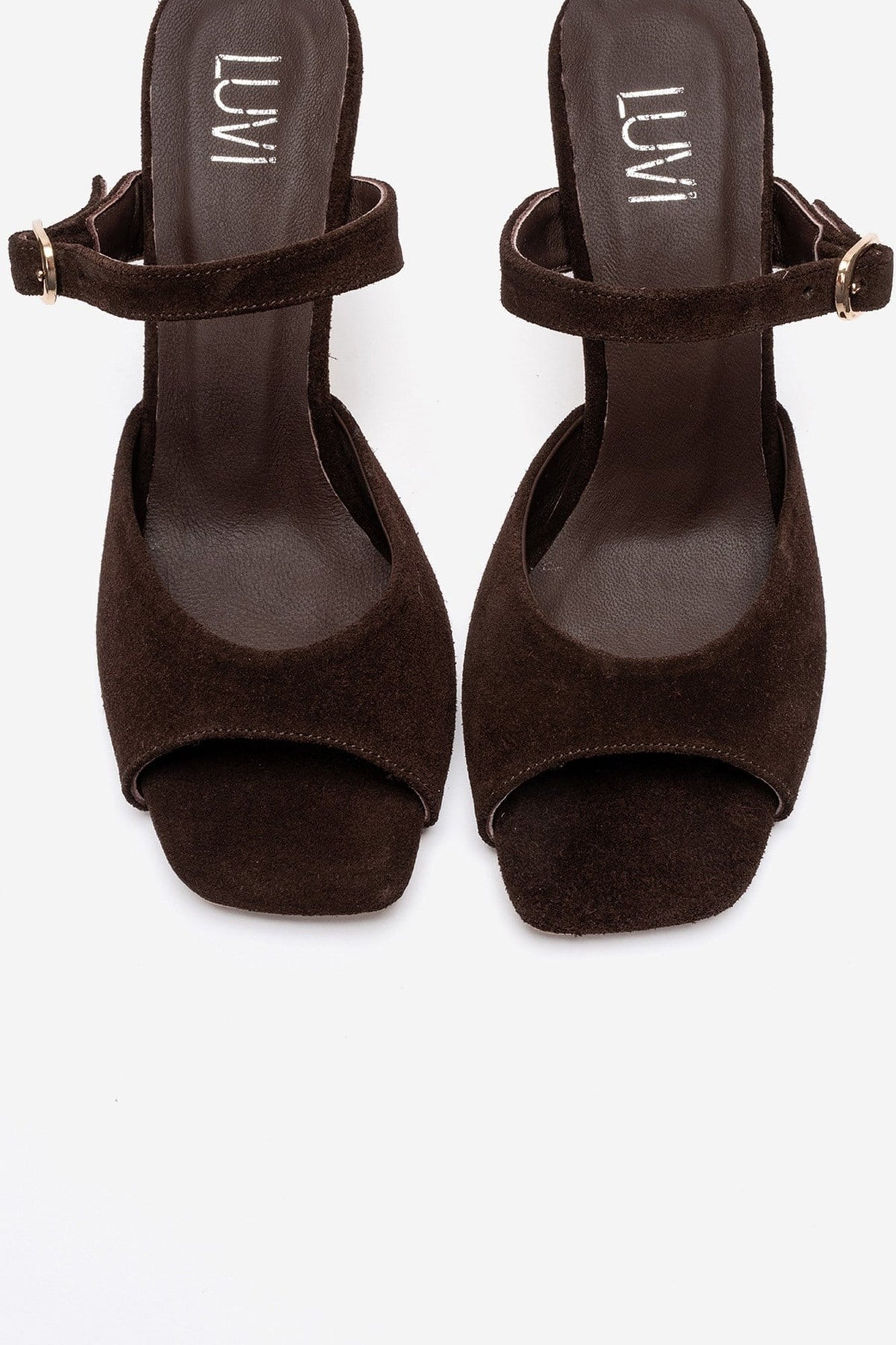 Urael - Brown Suede Genuine Leather Heeled Sandal (Women)