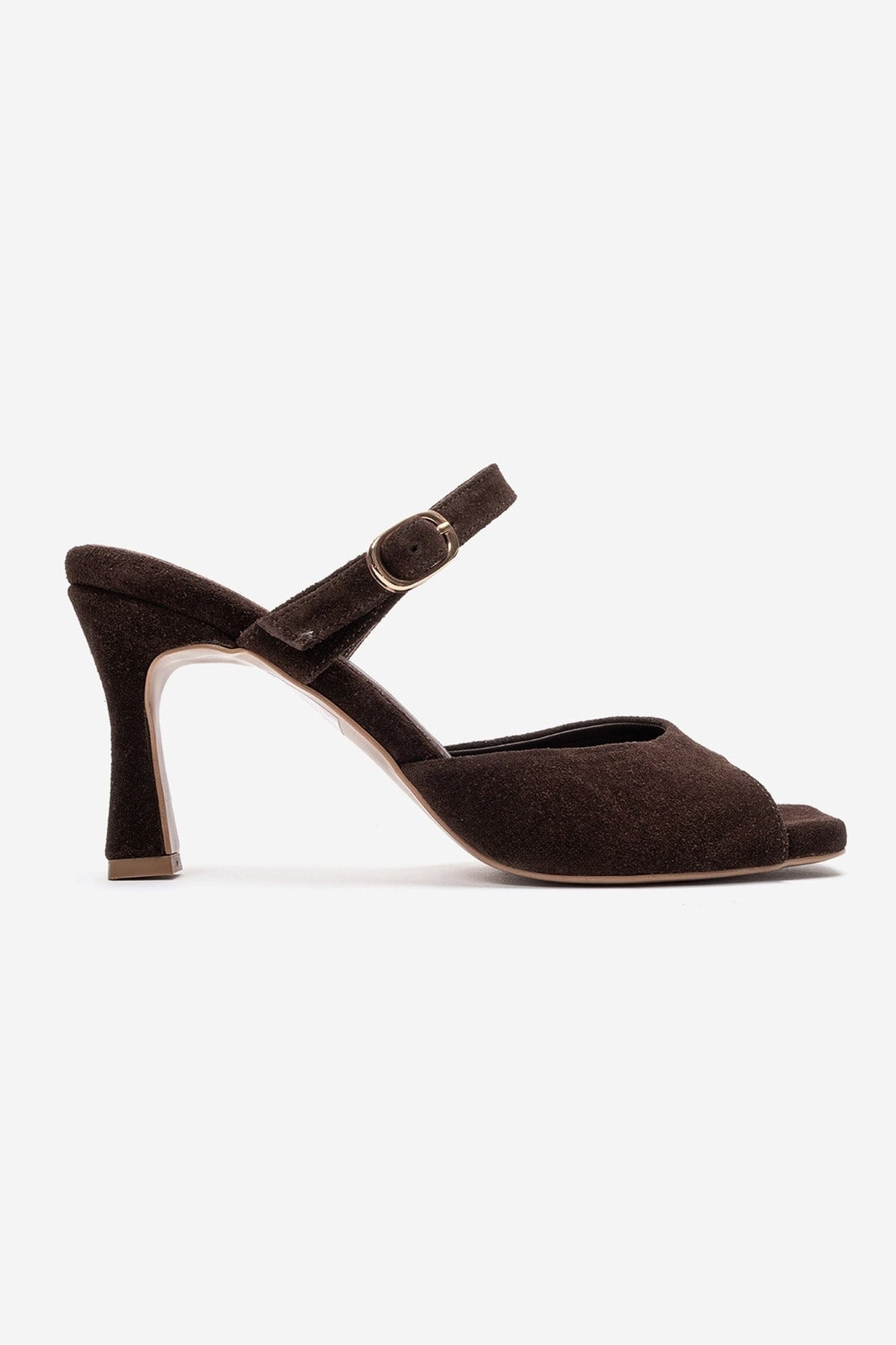 Urael - Brown Suede Genuine Leather Heeled Sandal (Women)