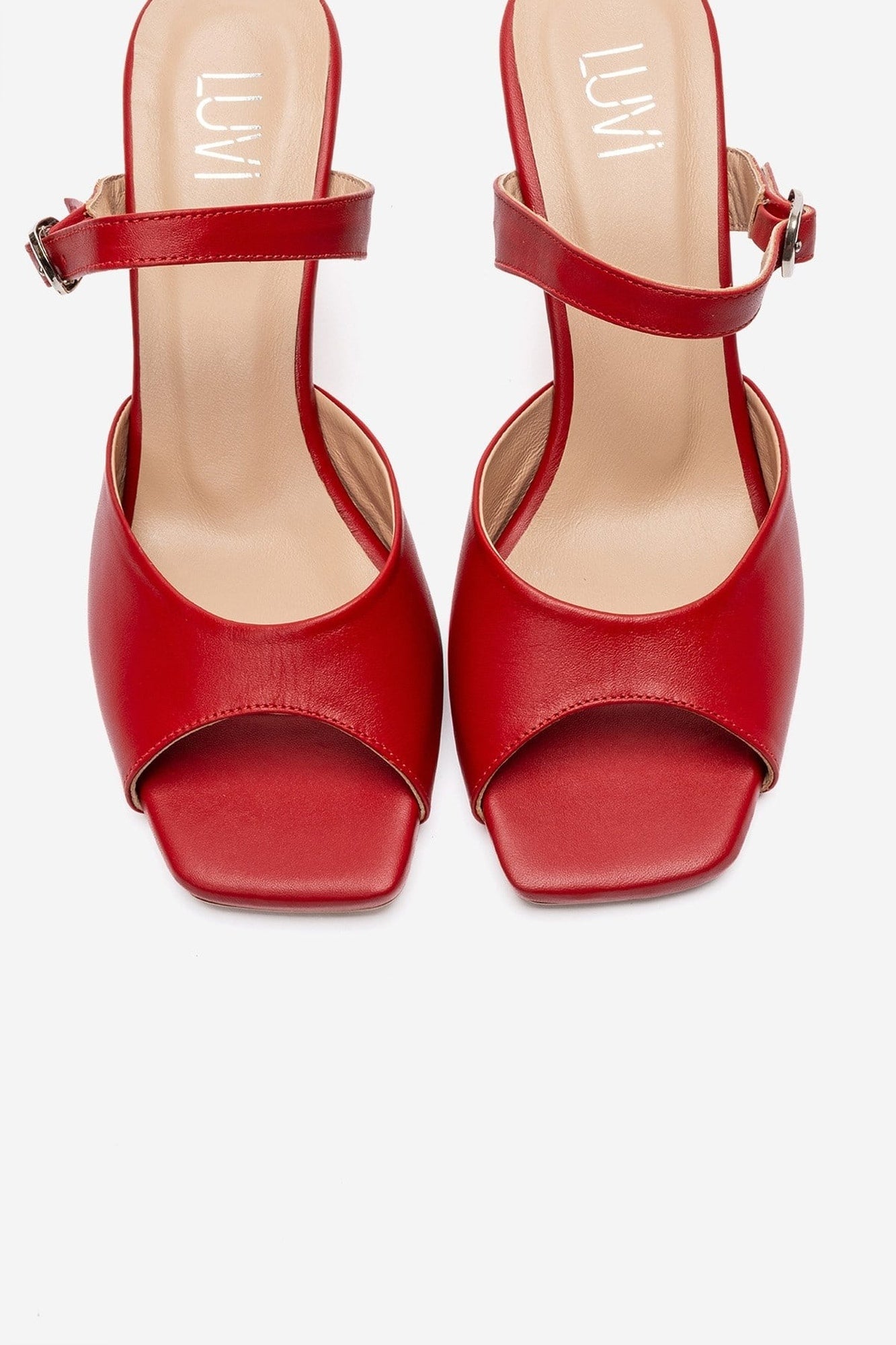Urael - Red Genuine Leather Heeled Sandal (Women)