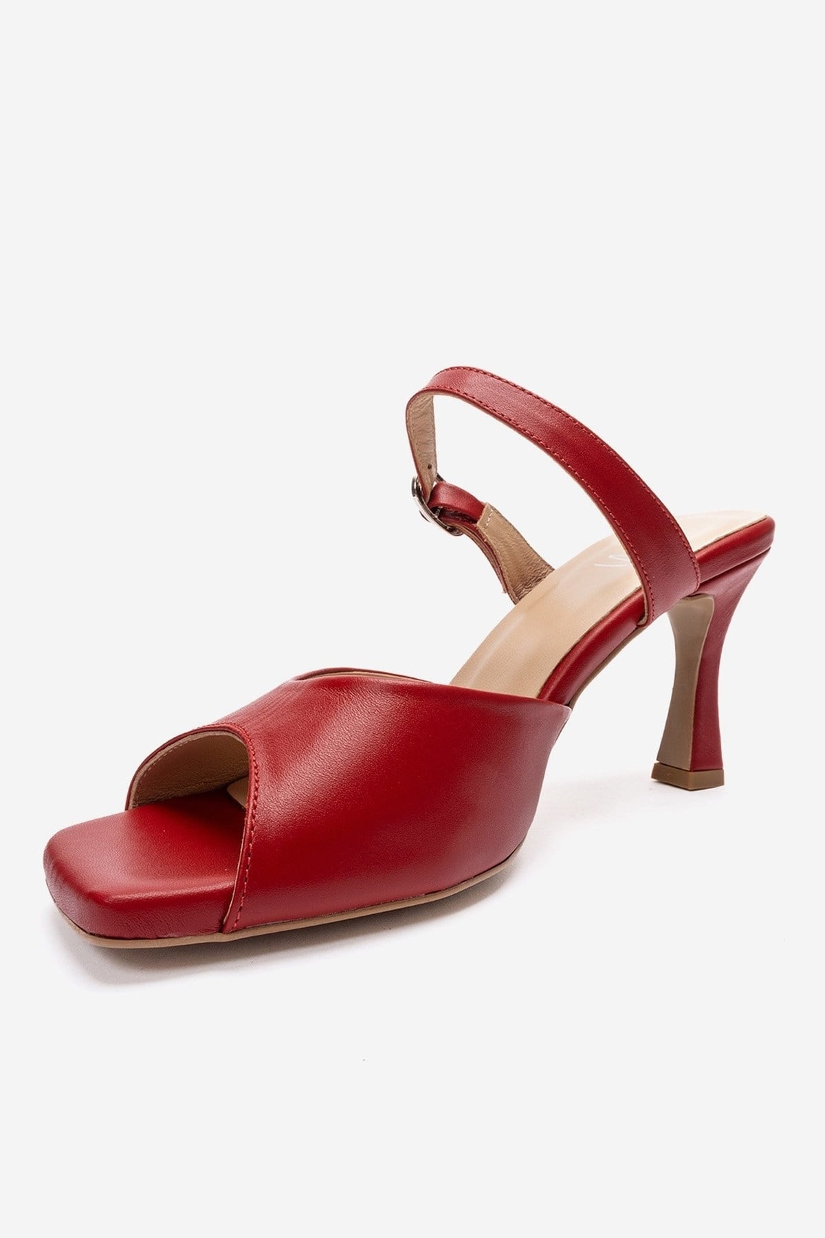 Urael - Red Genuine Leather Heeled Sandal (Women)