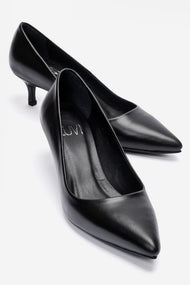 Jalen - Black Genuine Leather Stiletto Pump (Women)