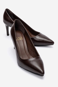 Clyde - Brown Genuine Leather Stiletto Pump (Women)