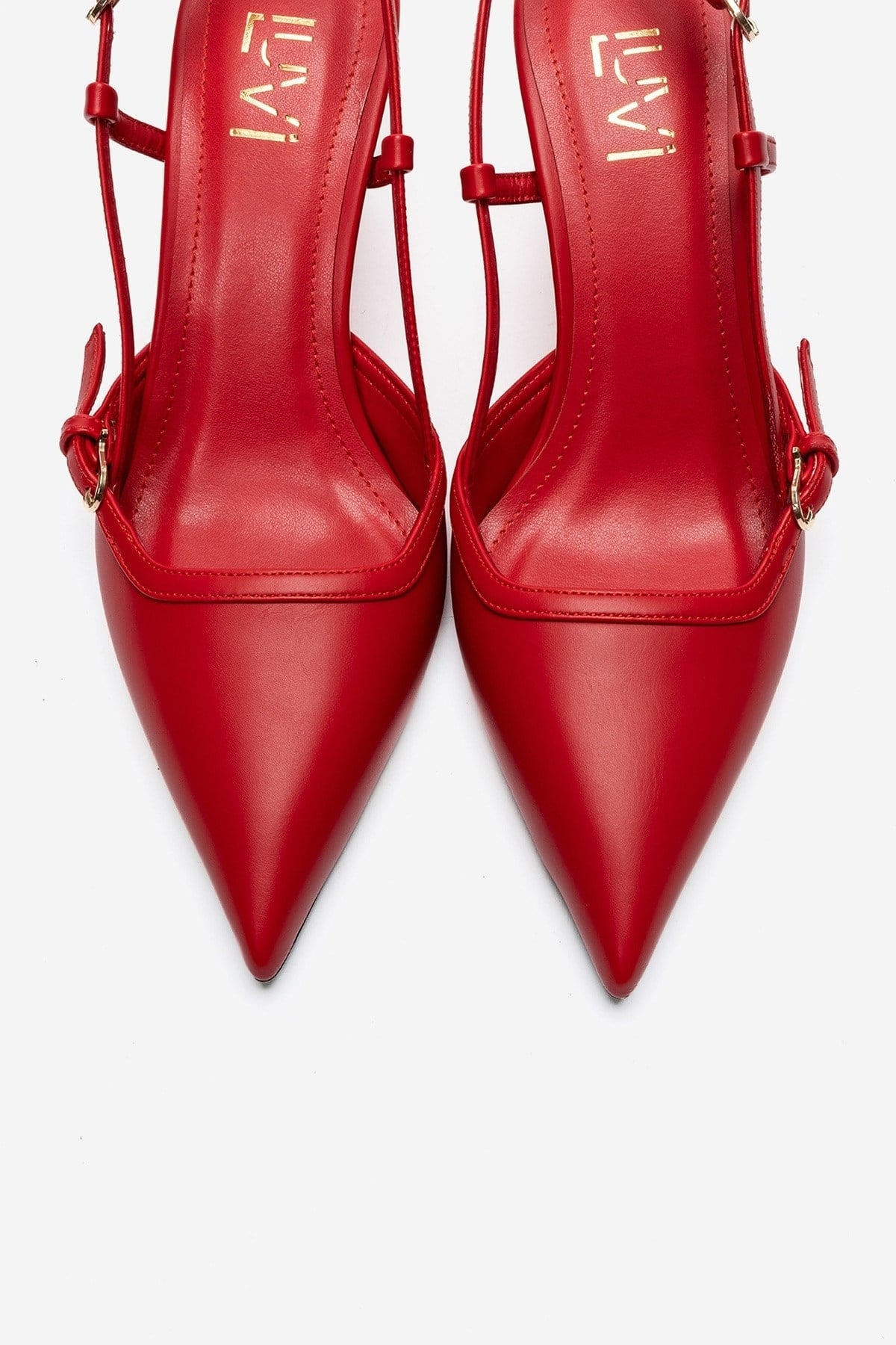 CELIA - Red Pointed Toe Wedge Heel Shoe (Women)
