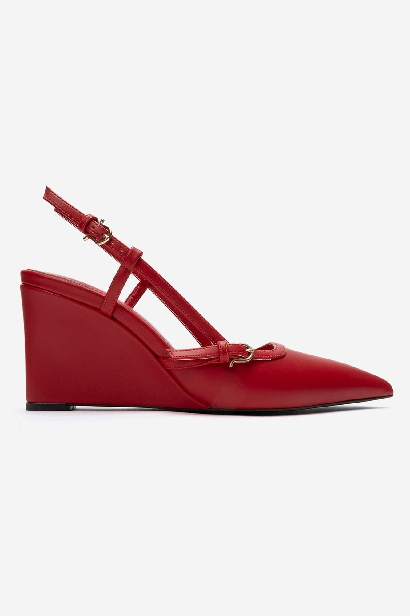 CELIA - Red Pointed Toe Wedge Heel Shoe (Women)
