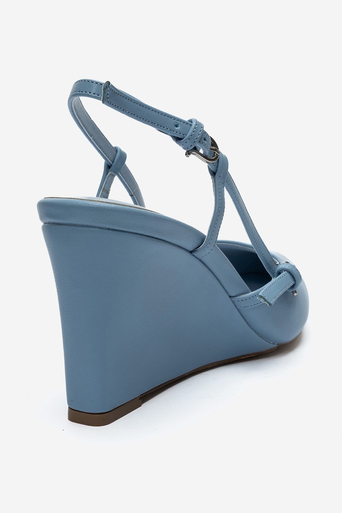 CELIA - Blue Pointed Toe Wedge Heel Shoe (Women)