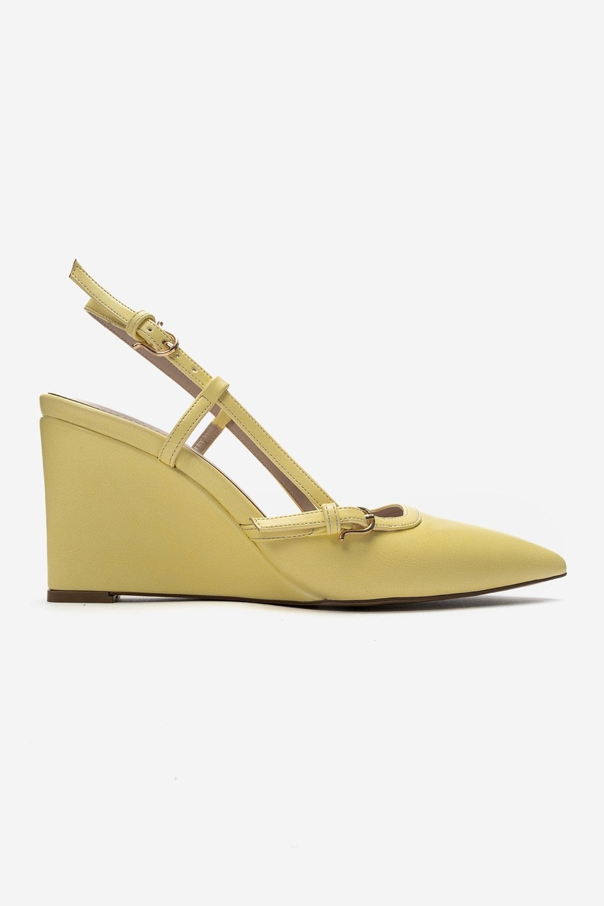 CELIA - Yellow Pointed Toe Wedge Heel Shoe (Women)