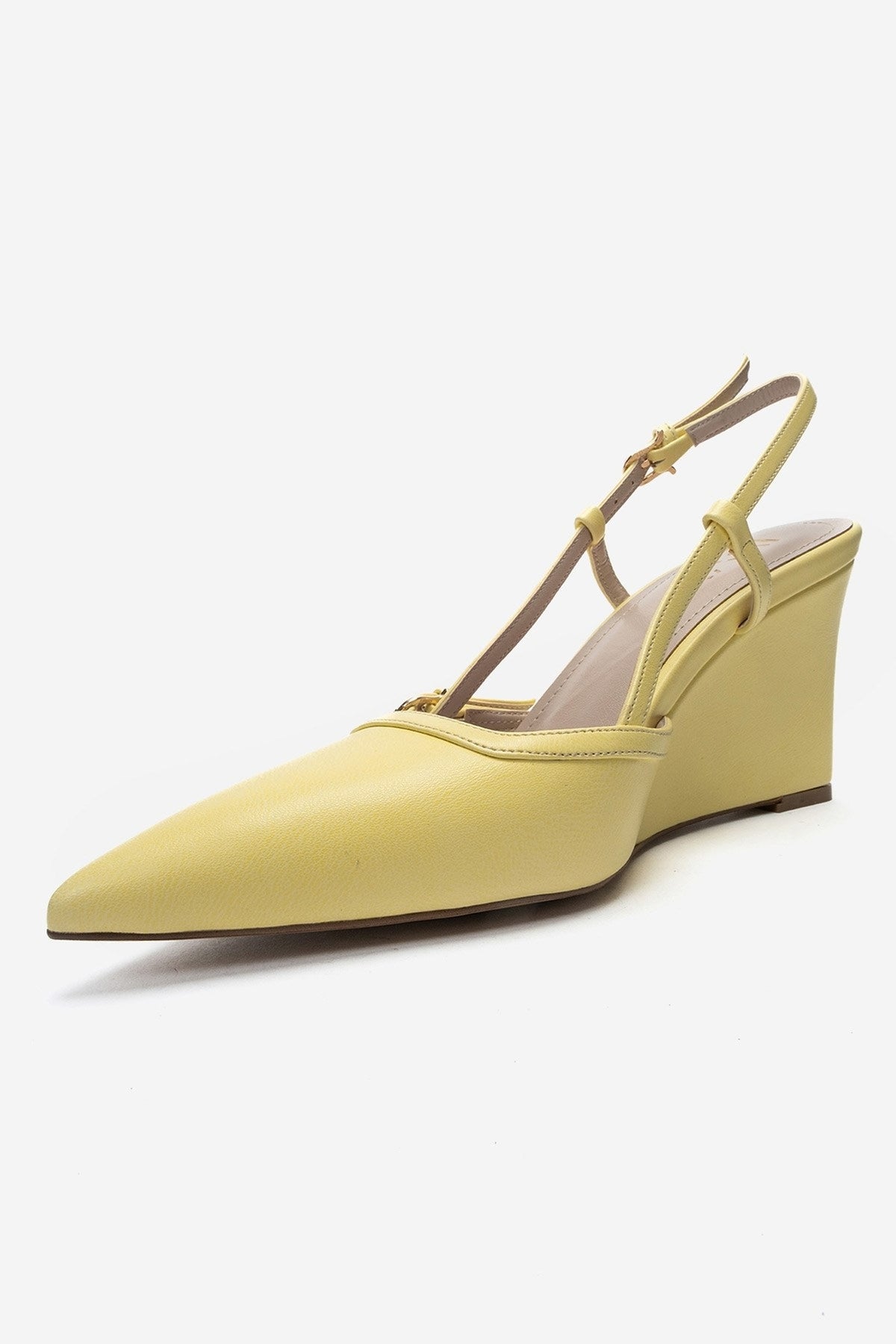 CELIA - Yellow Pointed Toe Wedge Heel Shoe (Women)